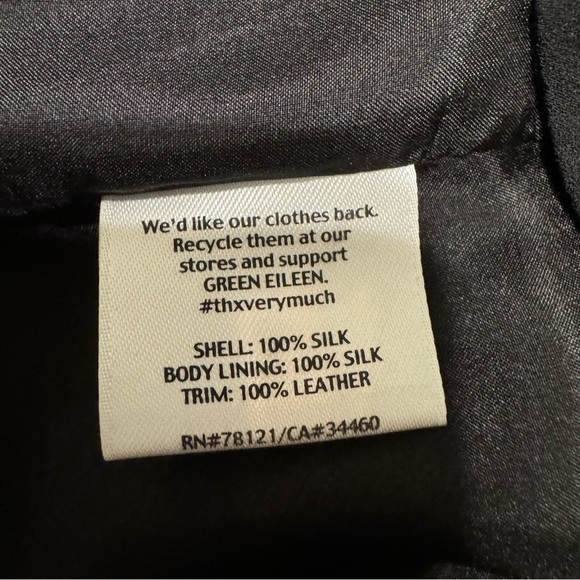 Eileen Fisher Silk and Leather Drape Front Jacket - Size XS - Picture 7 of 7